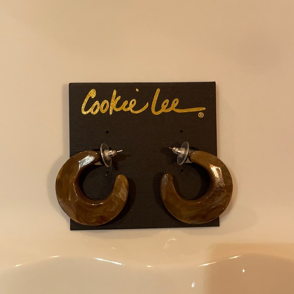 Cookie Lee Earrings- brown small hoops - Picture 1 of 3